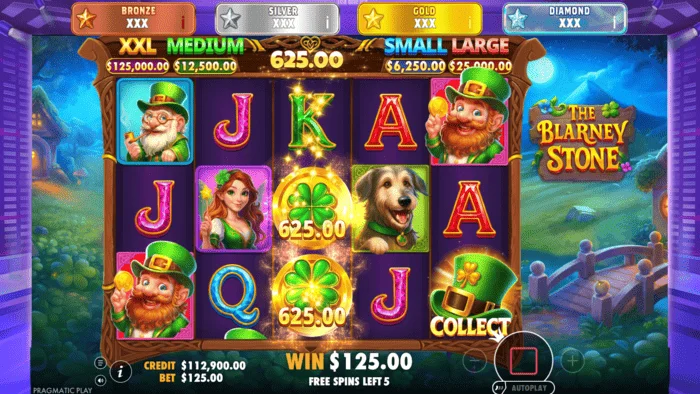 The Blarney Stone - পঞ্চম রিলে টুপি সহ Money Collect স্ক্রীন